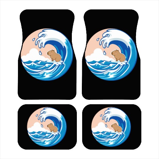 Wave Capybara Surfing Rodent Funny Animal Lover Car Mats