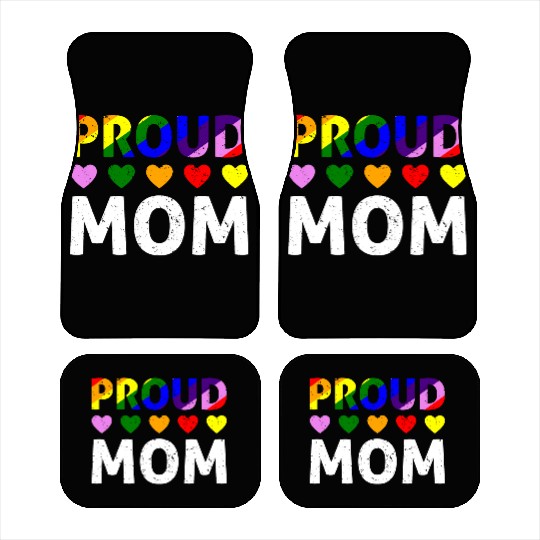 Proud Mom Gay Lesbian LGBTQ Pride Rainbow Mothers Car Mats