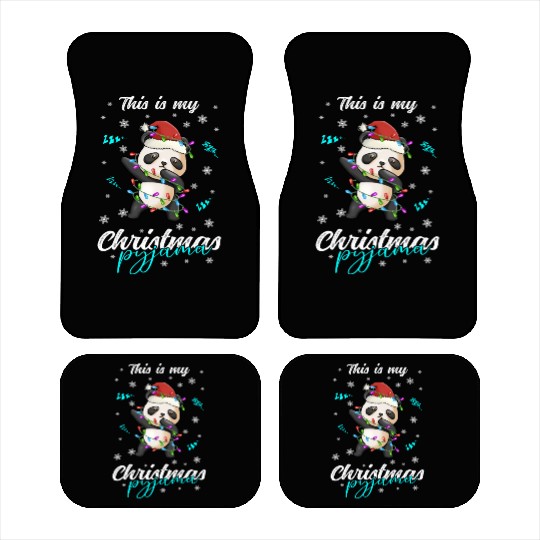 Winter Christmas Pyjama Panda Car Mats