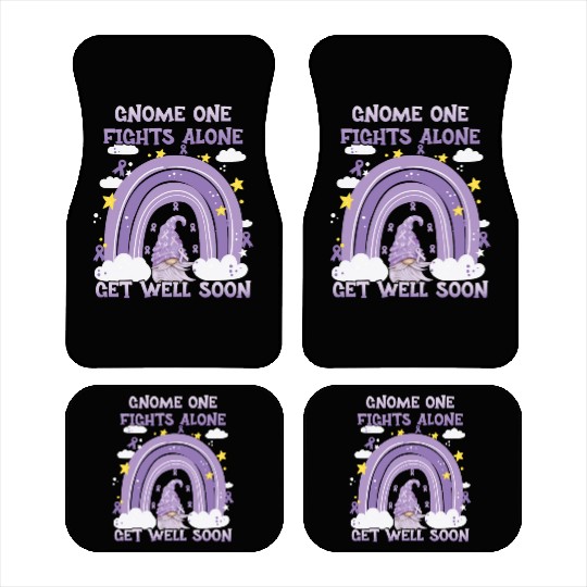 Gnome One Fights Alone Lavender Cancer Car Mats