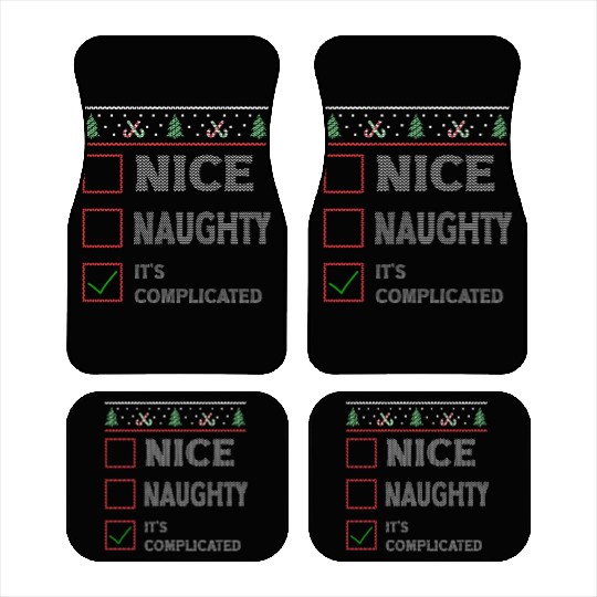 Nice Naughty It's Complicated Christmas List Santa Car Mats