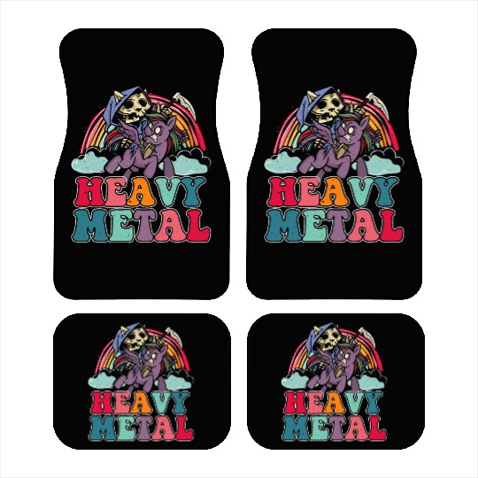 Heavy Grim Unicorn Rainbow Metal Music Lover Rock Car Mats