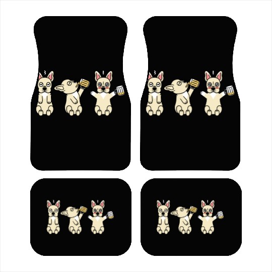 Cream French Bulldog Beer Lover Car Mats
