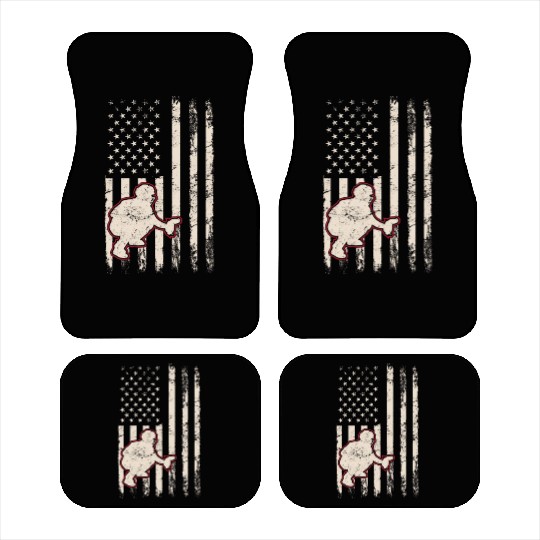 Baseball Catcher USA Flag Patriotic American Flag Car Mats