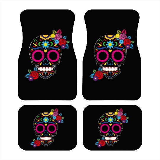 Day of The Dead Colorful Sugar Skull Car Mats