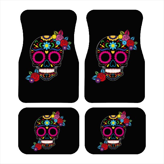 Day of The Dead Colorful Sugar Skull Car Mats