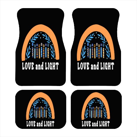 Love And Light Rainbow Hanukkah Jewish Chanukah Car Mats