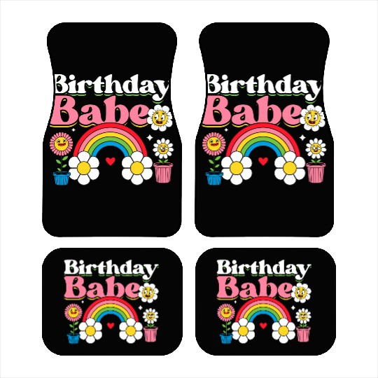 Pastel Daisy Rainbow Birthday Girl Car Mats