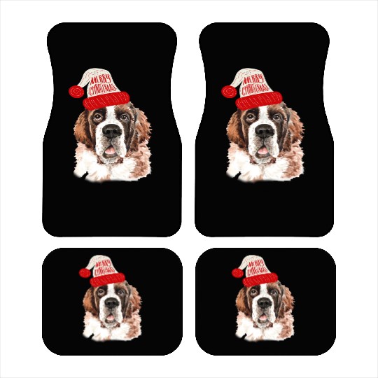 Black Base Saint Bernard Christmas Gift for Dog Car Mats