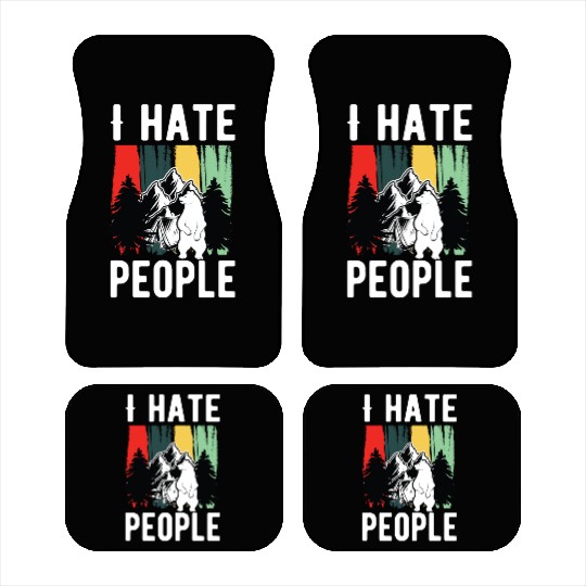 Vintage Camping Costume Of Bear Says I Hate People Car Mats