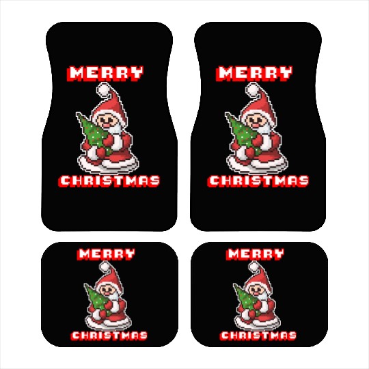 Merry Christmas I Xmas I 8 Bit Pixelated Santa Car Mats