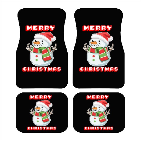 Merry Christmas I Xmas I 8 Bit Pixelated Snowman Car Mats