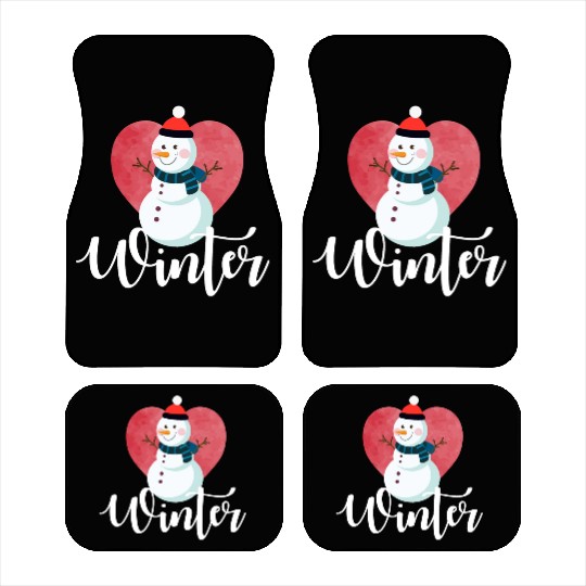 I Love Winter, Snow, Cold And Snowman Car Mats