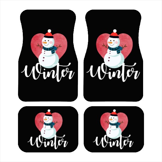I Love Winter, Snow, Cold And Snowman Car Mats