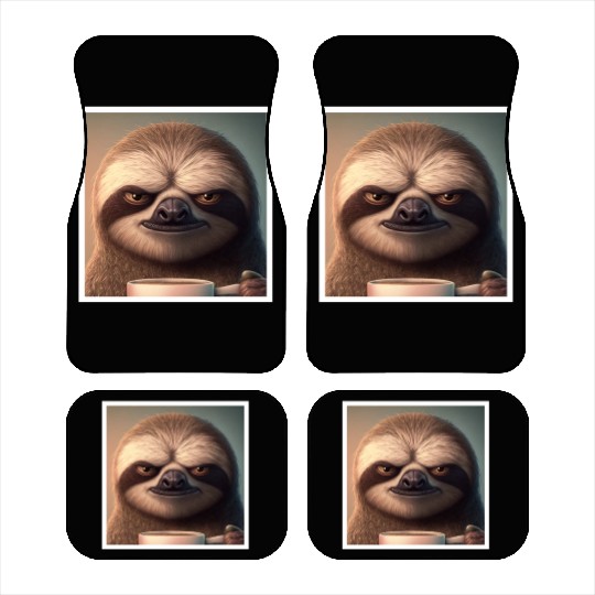 3d Sloth grumpy Coffee I hate people good morning Car Mats