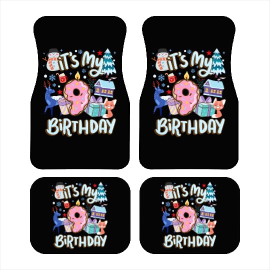 It's My 9 Birthday Snowman Holiday Donut Winter Car Mats