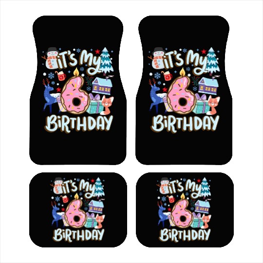 It's My 6 Birthday Snowman Holiday Donut Winter Car Mats