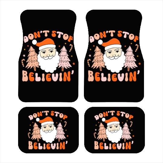 Retro Groovy Don't Stop Believin' Christmas Cute Car Mats