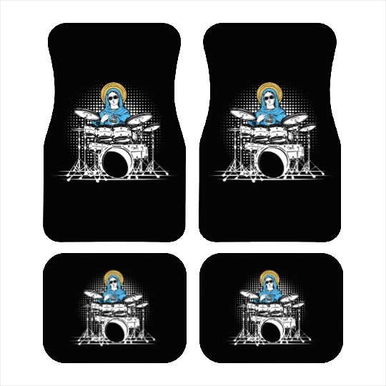Holy Mother of Jesus Mary Playing Drums - Drums Car Mats
