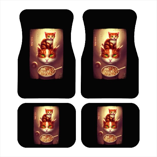 kawaii Japanese cat ramen noodles bowl Car Mats