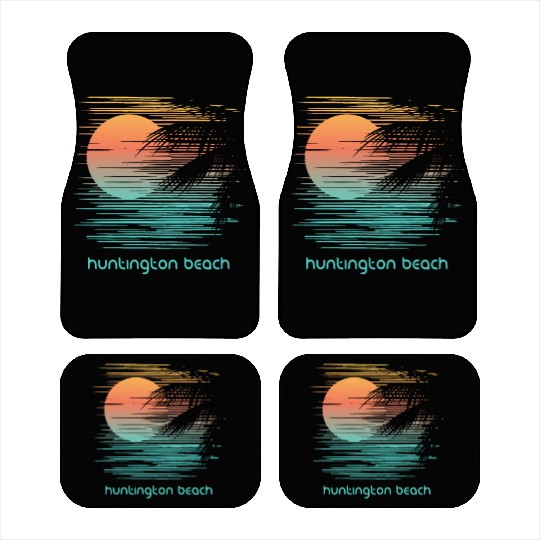 Artistic Huntington Beach California Palm Tree Car Mats