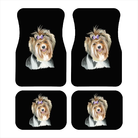 Cute Biewer Terrier Dog Watercolor Painting Car Mats