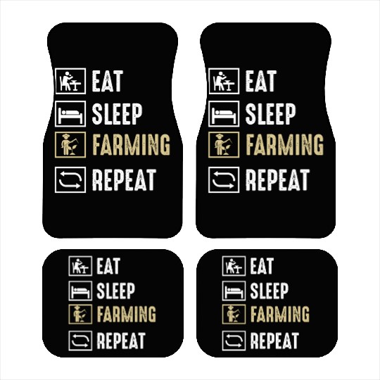 Funny Quote Eat Sleep Farming Repeat Car Mats