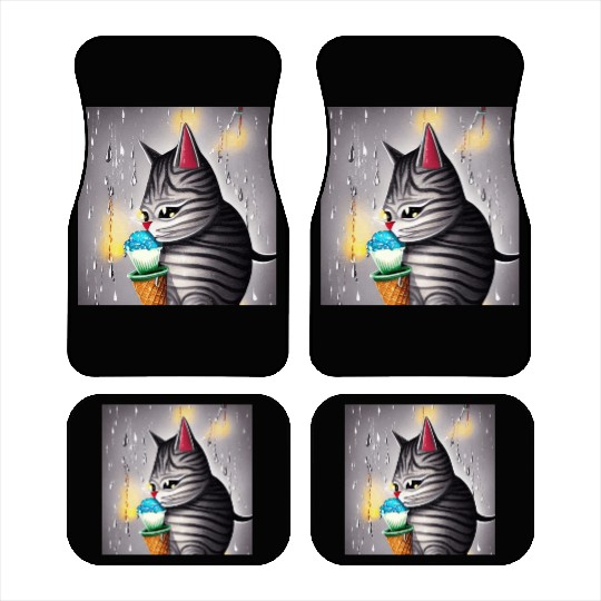 cut cat love ice cream Car Mats