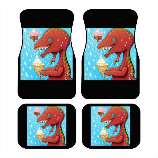 happy dinosaur love ice cream Car Mats