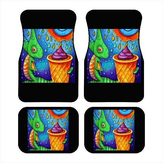 happy dinosaur love ice cream Car Mats