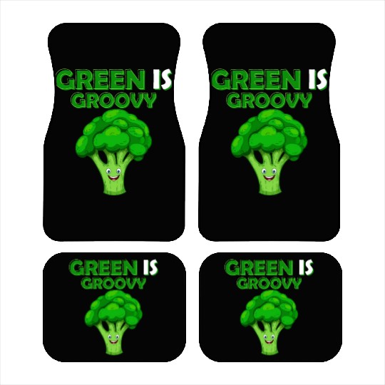 Green Is Groovy Vegetable Broccoli Car Mats