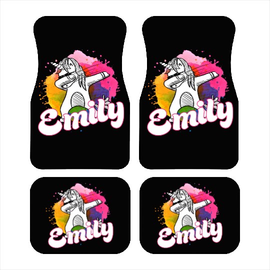 EMILY - Beautiful name with dabbing unicorn Car Mats