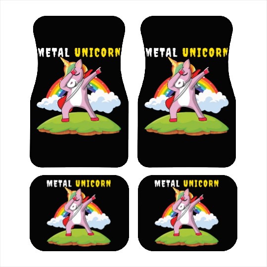 Dabbing Unicorn Rainbow Metal Music Heavy Rock Car Mats