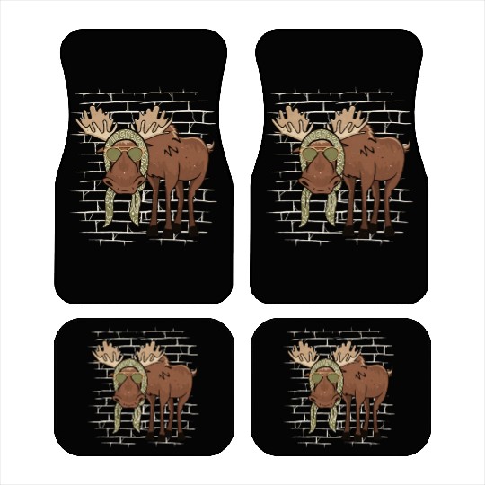 Moose Elk Sunglasses Scarf Car Mats
