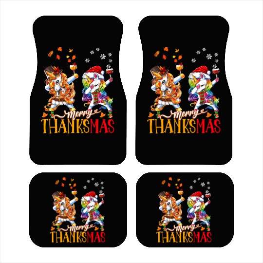 Merry Thanksmas funny unicorn Thanksgiving xmas Car Mats