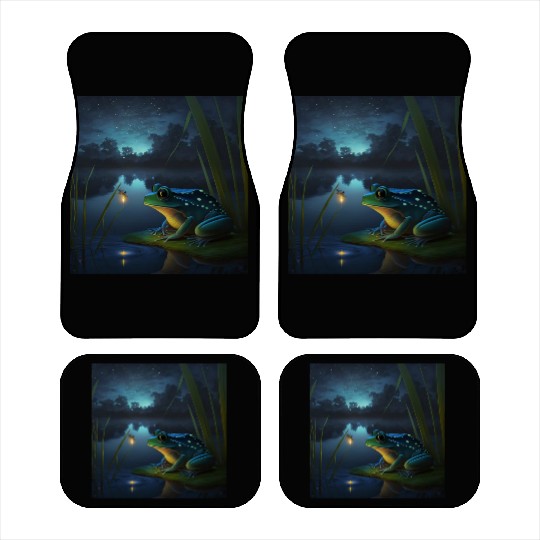 Frog and Firefly Friends on the Pond at Night Car Mats