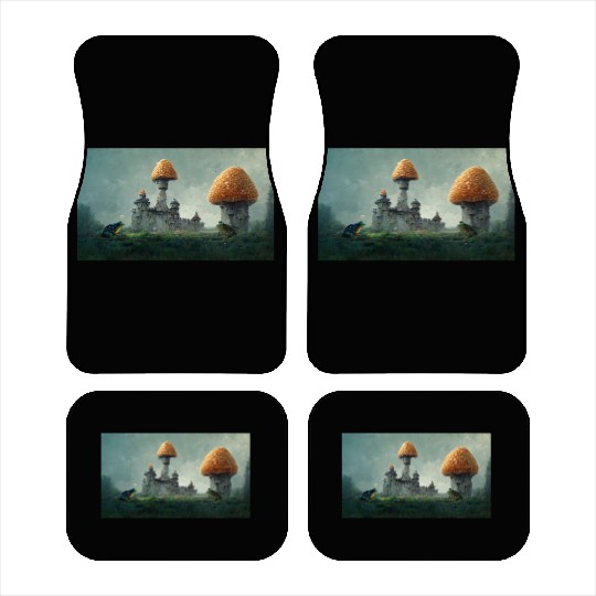 Amanita Mushroom Castle and Tower with Frogs Car Mats