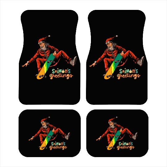 Skateboarding with Mr. Santa Claus at christmasday Car Mats