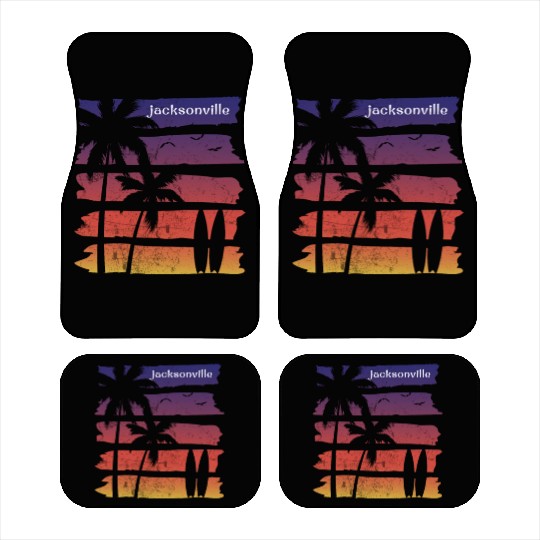 Cool Jacksonville Florida Surfing Fan Beach Palm Car Mats