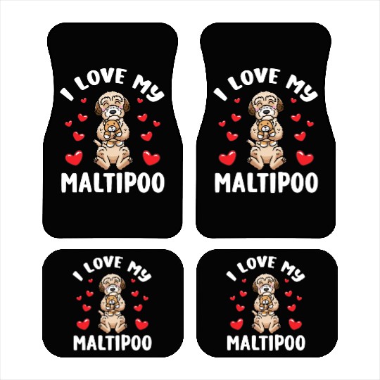 Maltipoo Dog With Stuffed Animal Car Mats