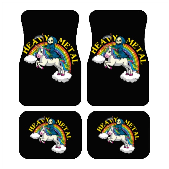 Skeleton Unicorn Rainbow Metal Music Heavy Rock Car Mats