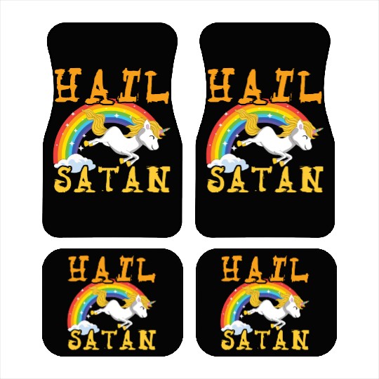 Hail Satan Unicorn Rainbow Metal Music Lover Rock Car Mats