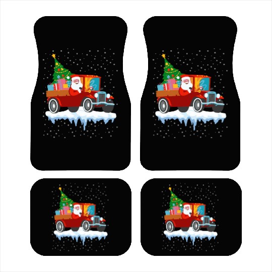 Red jeep pine tree Funny Merry Christmas family Car Mats