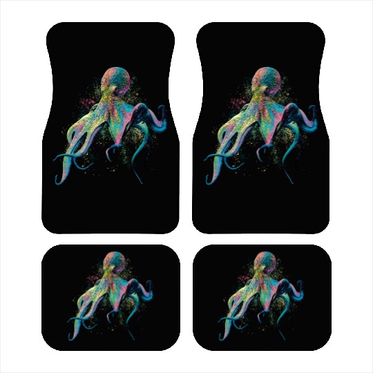 Colorful Inked Octopus Illustration Car Mats