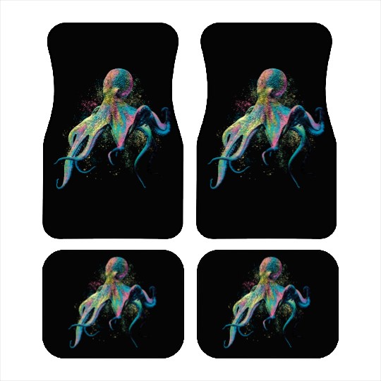Colorful Inked Octopus Illustration Car Mats