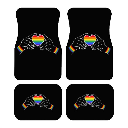 Cool LGBTQ rainbow heart saying Car Mats