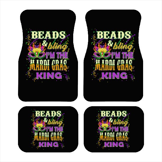 Beads and Bling I'm The Mardi Gras King Car Mats