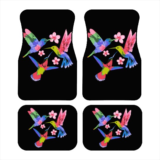 Rainbow Hummingbird Watercolor Colorful Bird Lover Car Mats