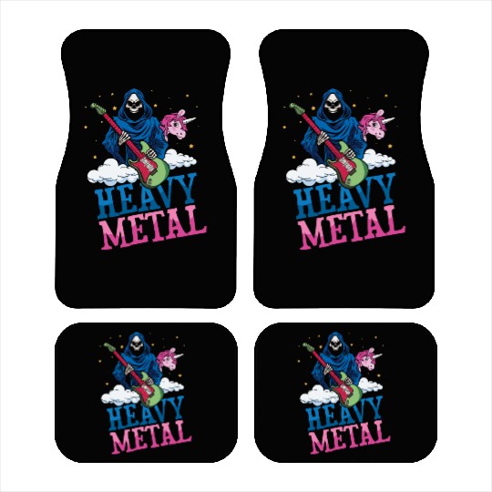 Grim Bone Unicorn Rainbow Metal Music Heavy Rock Car Mats