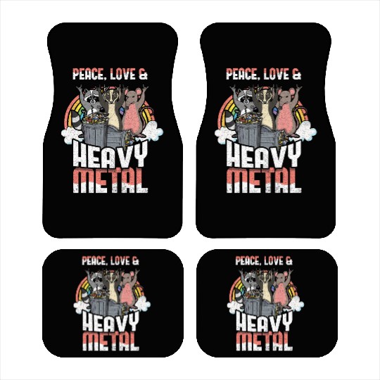 Rock Love Peace Metal Kid Music Heavy Trash Racoon Car Mats
